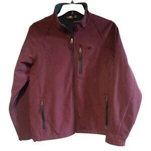New Balance Mens Burgundy Full-Zip Jacket M Polyester Spandex Blend